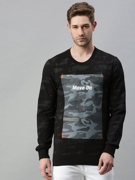 Men Printed Black Sweatshirt-FC2011-Black