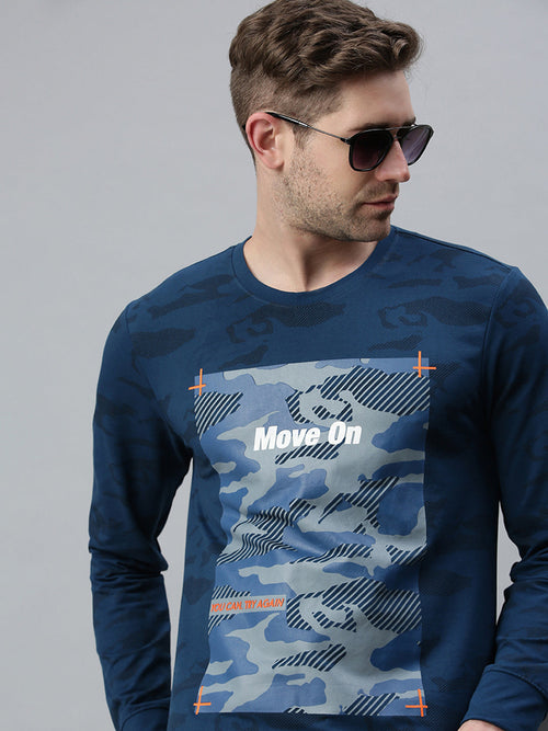 Men Printed Blue Sweatshirt-FC2011-Blue