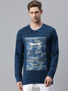 Men Printed Blue Sweatshirt-FC2011-Blue