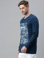 Men Printed Blue Sweatshirt-FC2011-Blue