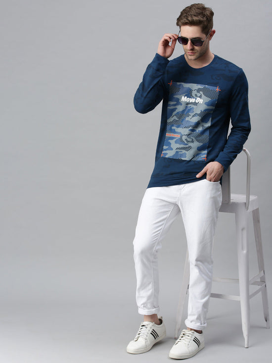 Men Printed Blue Sweatshirt-FC2011-Blue