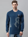 Men Printed Blue Sweatshirt-FC2014-Blue