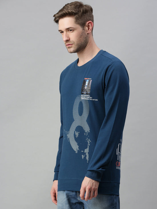 Men Printed Blue Sweatshirt-FC2014-Blue