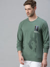 Men Printed Green Sweatshirt-FC2014-Green