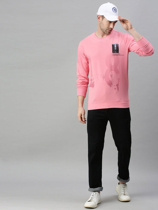 Men Printed Pink Sweatshirt-FC2014-Pink