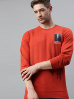 Men Printed Rust Sweatshirt-FC2014-Rust