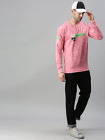 Men Printed Pink Sweatshirt-FC2015-Pink