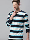 Men Striped White Sweatshirt-FC2105-Whiteblue