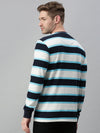 Men Striped White Sweatshirt-FC2105-Whiteblue