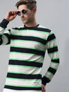 Men Striped White Sweatshirt-FC2105-Whitegreen