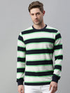 Men Striped White Sweatshirt-FC2105-Whitegreen