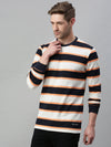 Men Striped White Sweatshirt-FC2105-Whiteorange