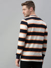 Men Striped White Sweatshirt-FC2105-Whiteorange