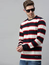 Men Striped White Sweatshirt-FC2105-Whitered