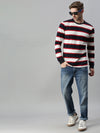 Men Striped White Sweatshirt-FC2105-Whitered