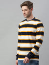 Men Striped White Sweatshirt-FC2105-Whiteyellow