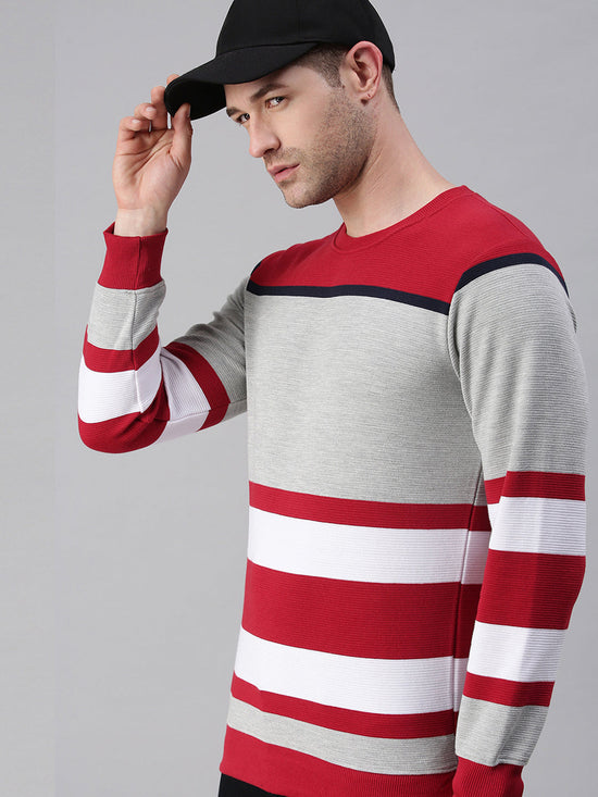 Men Colourblocked White Sweatshirt-FC2111-Whitered