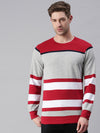 Men Colourblocked White Sweatshirt-FC2111-Whitered