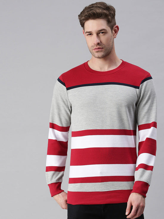 Men Colourblocked White Sweatshirt-FC2111-Whitered