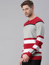 Men Colourblocked White Sweatshirt-FC2111-Whitered