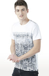 Huetrap White Mens Short Sleeve Graphic Printed Tshirt-HT17MKGRAWHT00691