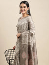 Saree Mall Women's Bhagalpuri  Grey Printed Celebrity Saree With Blouse Piece-17WOM17910