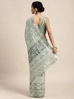 Saree Mall Women's Bhagalpuri  Sea Green Printed Celebrity Saree With Blouse Piece-17WOM17911