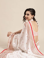 Saree Mall Women's Jute  White Embellished Designer Saree With Blouse Piece-FF0JUTHCA7006