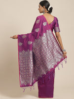 Saree Mall Women's  Blend Magenta Woven Design Celebrity Saree With Blouse Piece-YMN52003