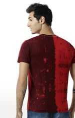 Huetrap Red Mens Short Sleeve Graphic Printed Tshirt-HT16MKGRARED00400