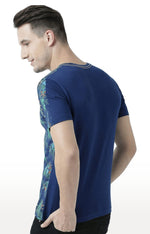 Huetrap Blue Mens Short Sleeve Graphic Printed Tshirt-HT17MKGRALNY00781