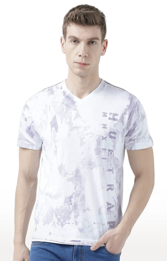 Huetrap White Mens Short Sleeve Graphic Printed Tshirt-HT17MKGRAWHT00812