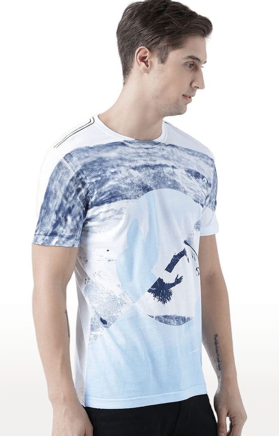 Huetrap White Mens Short Sleeve Graphic Printed Tshirt-HT17MKGRAWHT01076