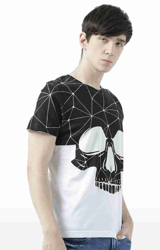 Huetrap White Mens Short Sleeve Graphic Printed Tshirt-HT17MKGRAWHT00877