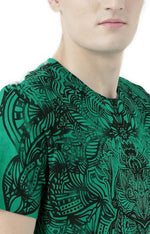 Huetrap Green Mens Short Sleeve Graphic Printed Tshirt-HT17MKGRAGRE00525