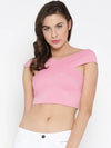 Pastel Pink Bandage Bardot Crop Top