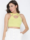 Yellow Metal Detail Cross Back Crop Top