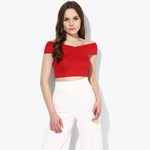 Cherry Red Bandage Bardot Crop Top