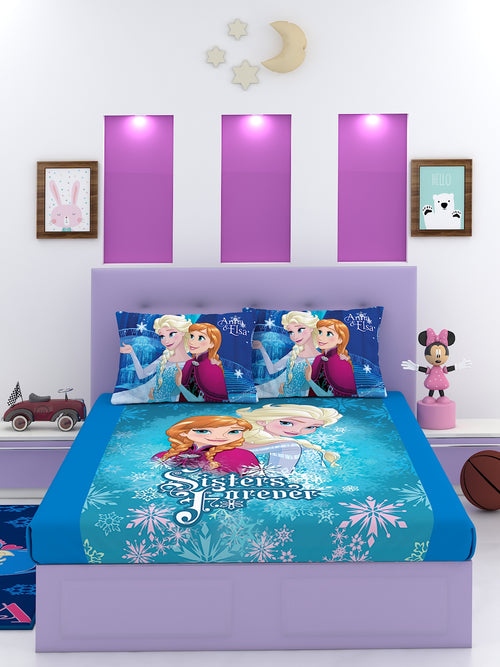 Disney Frozen Sisters Forever Cotton Double Bedsheet Set- King Size-FRZ-03-183-D