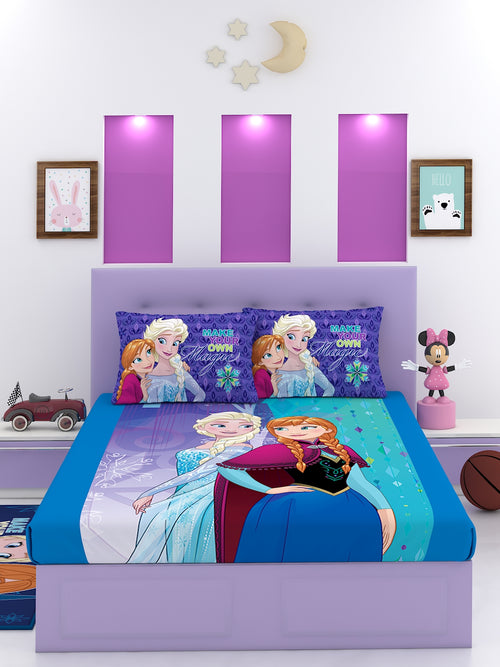 Disney Frozen Make Your Own Magic Cotton Double Bedsheet Set- King Size-FRZ-03-184-D