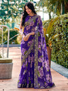 Saree Mall Women's Georgette Violet Embellished Designer Saree With Blouse Piece-FULDANI1007