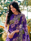 Saree Mall Women's Georgette Violet Embellished Designer Saree With Blouse Piece-FULDANI1007