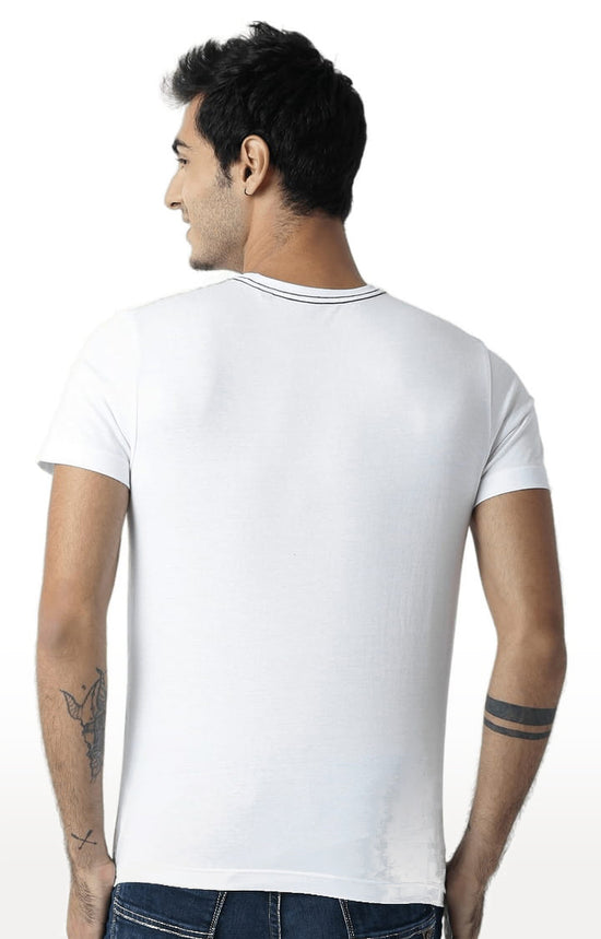 Huetrap White Mens Short Sleeve Graphic Printed Tshirt-HT16MKGRAWHT00364