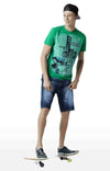 Huetrap Green Mens Short Sleeve Graphic Printed Tshirt-HT17MKGRAGRE00329