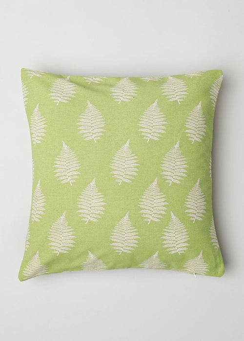 Ferns Printed 100% cotton floral cushion cover for sofa - Green-230454027