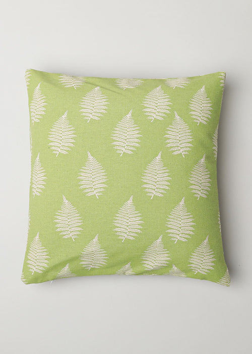 Ferns Printed 100% cotton floral cushion cover for sofa - Green-230455027