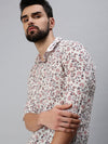 Men Spread Collar Printed Off White Shirt-Floraprint-930-Offwhite