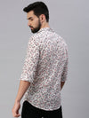 Men Spread Collar Printed Off White Shirt-Floraprint-930-Offwhite