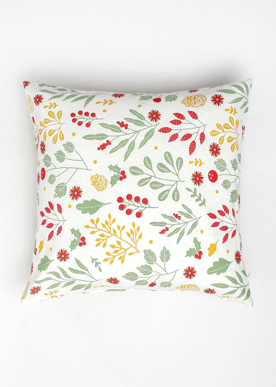 Foraged Berries 100% cotton floral cushion cover for sofa - Multicolor-230455031