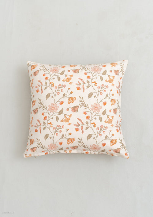 Forest bloom 100% cotton floral cushion cover for sofa - Orange-240456001